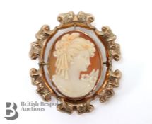 Gold Shell Cameo Brooch