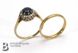 18ct Yellow Gold Midnight Blue Sapphire and Diamond Ring