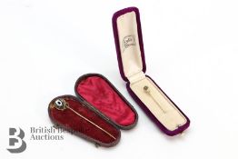 14ct Sapphire and Seed Pearl Tie Pin