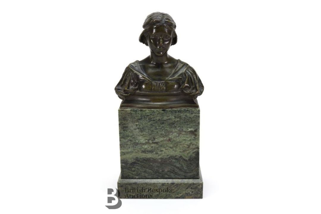 Alfred Drury (1856-1944) Bronze Bust of a Girl - Image 1 of 5