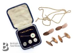 9ct Gold Rope Chain and Cufflinks