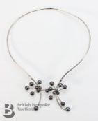 Silver and Black Pearl Necklace
