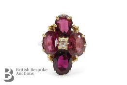 Antique Pink Garnet and Diamond Ring