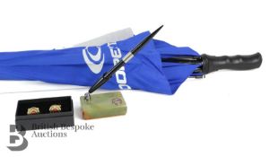 Cooper Racing Tyres Umbrella, Cufflinks and Pen Holder