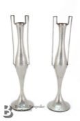 Pair of Attractive Hammered Silver Vases