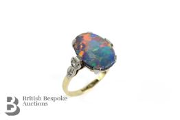Antique Fire Opal and Diamond Ring