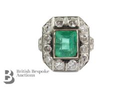 Art Deco Emerald and Diamond Ring
