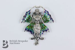 Silver Plique a Jour Brooch