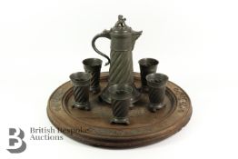F Santesson Pewter Stein and Tumblers