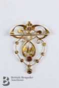 Edwardian 9ct Gold Tourmaline and Opal Brooch