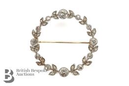 18ct Yellow and White Gold Diamond Laurel Brooch