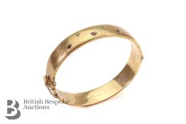 9ct Yellow Gold Diamond and Ruby Bangle