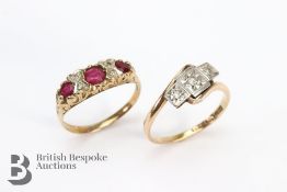 9ct Gold and Platinum Diamond Ring
