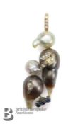 Bespoke Pearl and Diamond Parrot Pendant