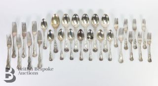Quantity of Kings Pattern Silver Flatware