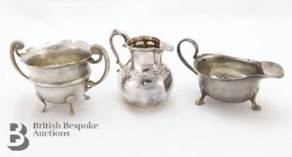 Silver Sauce Boat and Sugar Bowl