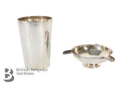 Silver Cigarette Beaker and Ashtray