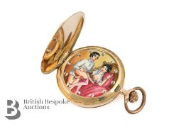 14ct Gold Remontoir Full Hunter Erotic Automaton Pocket Watch