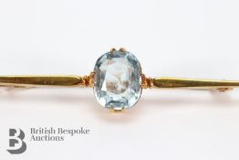 15ct Gold Blue Aquamarine Stock Pin