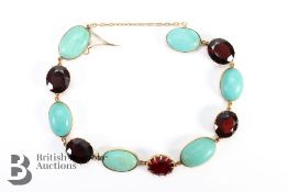 18ct Yellow Gold Turquoise and Garnet Bracelet