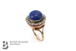 Antique Yellow Gold and Platinum Lapis Lazuli Diamond Ring
