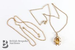 9ct Gold Citrine Pendant