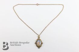 Enamel and Seed Pearl Pendant