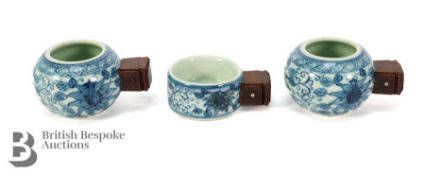 Three Blue and White Miniature Cruet
