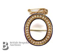 Antique Seed Pearl and Enamel Brooch