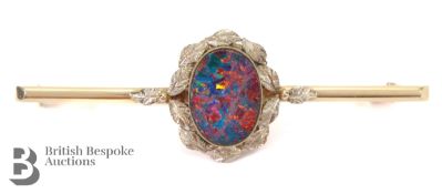 Fire Opal Bar Brooch