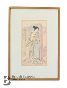 Attributed to Harunobu Suzuki (1725-1770) Partial Woodblock