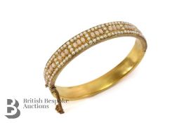 Edwardian Seed Pearl and Coral Bangle