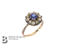 18ct Yellow Gold Sapphire and Diamond Cluster Dress Ring