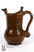 18th Century Brown Salt Glazed Puzzle Jug