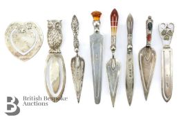 Eight Silver Novelty Book Marks - Signopaginophilia