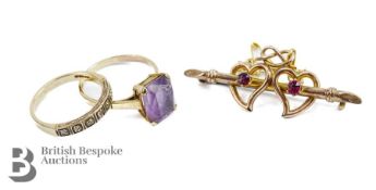 9ct Yellow Gold Amethyst Ring