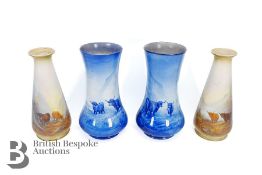 Two Pairs of Crown Devon Vases - Highland Cows