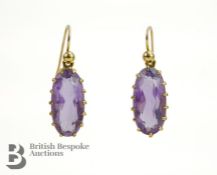 Pair of 14ct Gold Amethyst Earrings