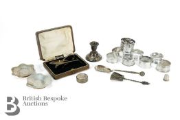 Miscellaneous Silver incl. Napkin Rings, Porridge Spoon, Pin Dishes