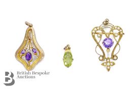 Edwardian Amethyst and Seed Pearl Pendant