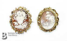 Antique Shell Cameo Brooches