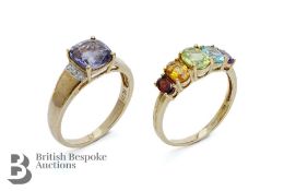 9ct Yellow Gold Semi-Precious Stone Ring