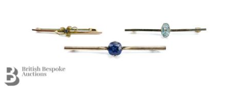 14ct Yellow Gold Aquamarine Stick Pin
