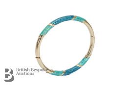 9ct Yellow Gold and Enamel Bangle