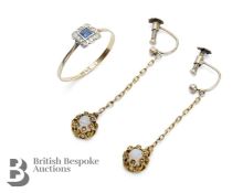 18ct Yellow Gold and Platinum Sapphire and Diamond Ring