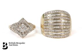 Two 9ct Yellow Gold Diamond Rings