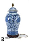 Large Chinese Blue and White Lamp Base