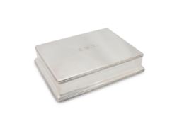 George V Silver Cigar Box and Cigar Cutter