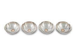 Set of Four Silver Quatrefoil Ashtrays