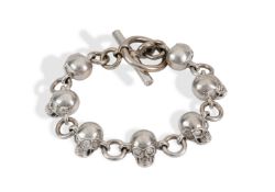18ct White Gold and Diamond Skull Bracelet